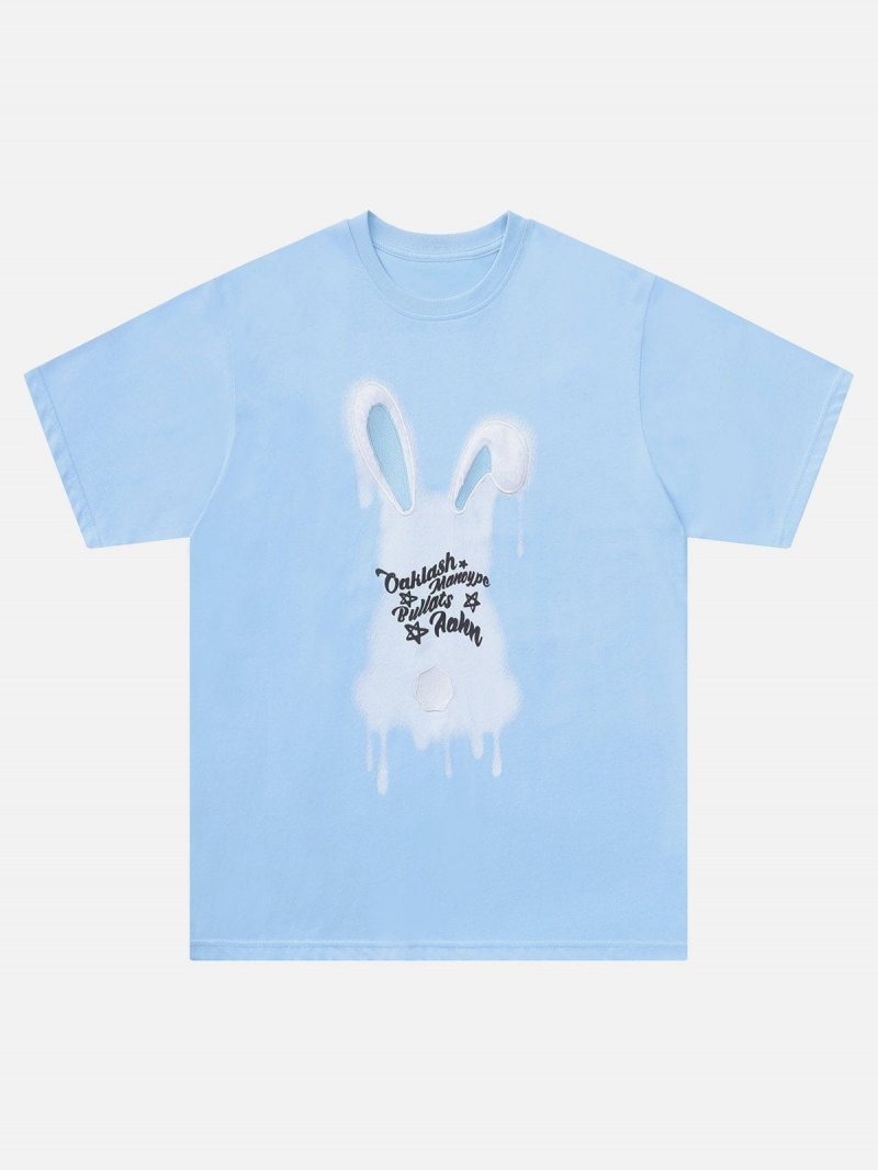 Noir  T Shirts Aelfric Eden Doodle Rabbit Print Tee - BCX-4284075